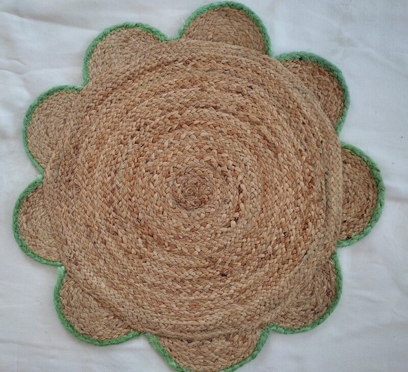 Natural Scallop Round Handmade Jute Rug - Image 9