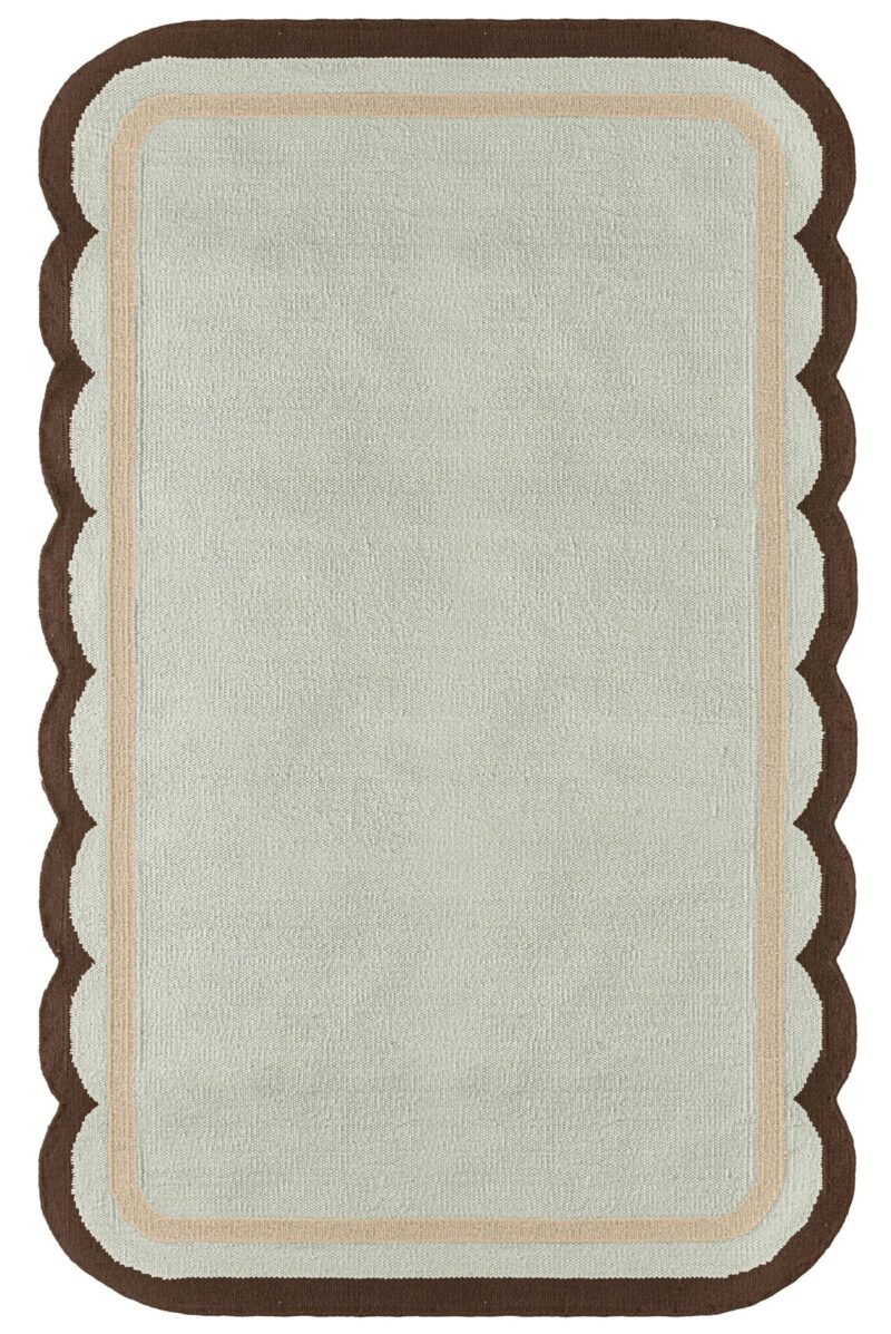 Scallop Edge Wool Rug, Bohemian Decor Handmade Wool Area Rug - Image 8