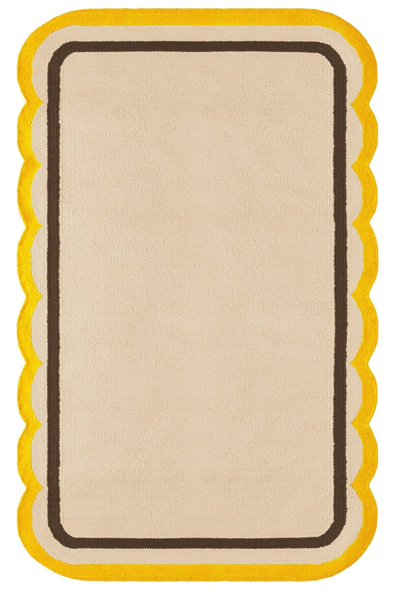 Scallop Edge Wool Rug, Bohemian Decor Handmade Wool Area Rug - Image 7