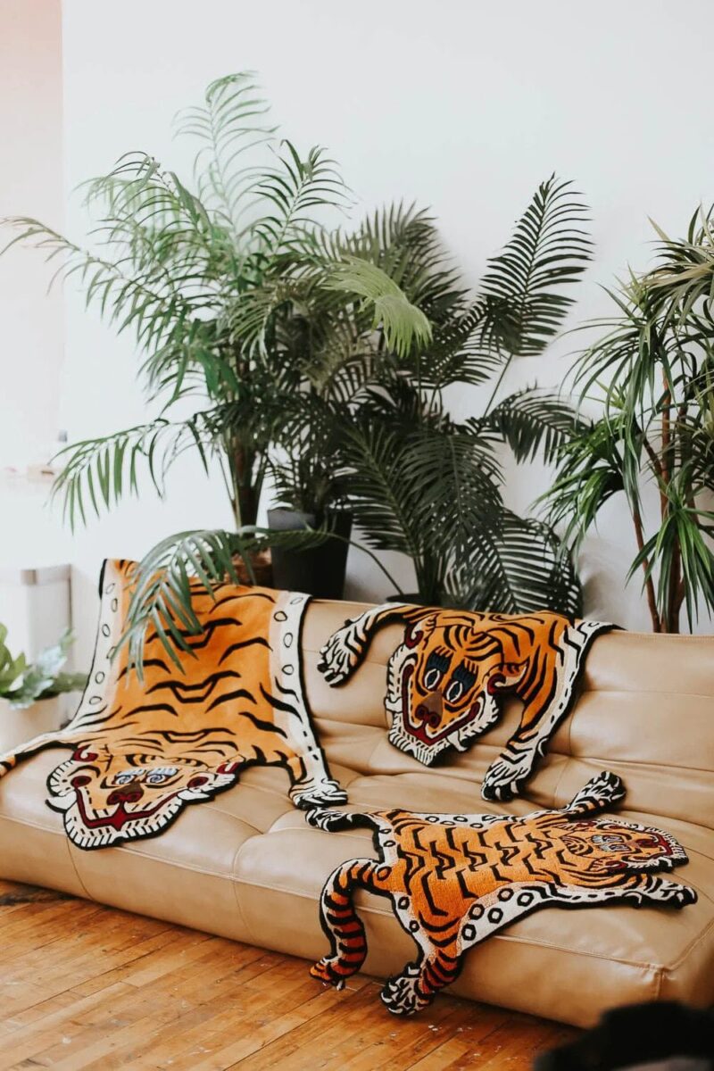 Tibetan Tiger Rug Hand Tufted Meditation Rug - Image 9