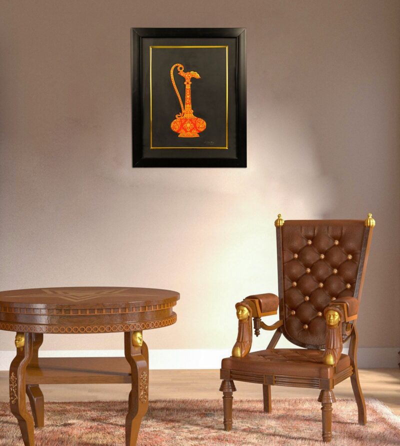 Handmade Painting of Royal Mughal Surahi Jug - Image 7
