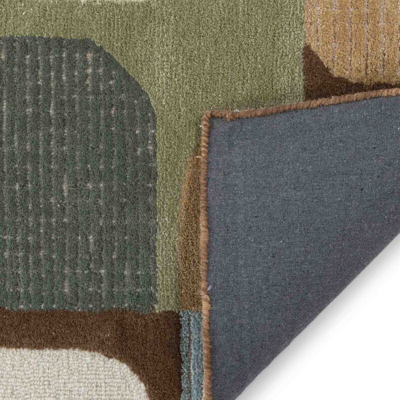 Multi Green Tones Soft Abstract Pattern Wool Rug - Image 3