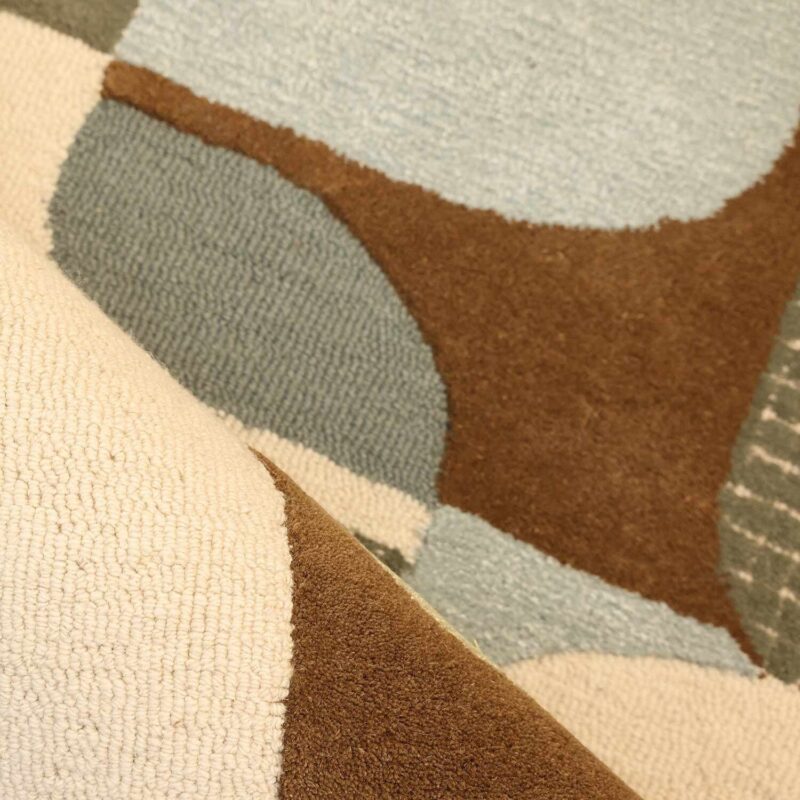 Multi Green Tones Soft Abstract Pattern Wool Rug - Image 4