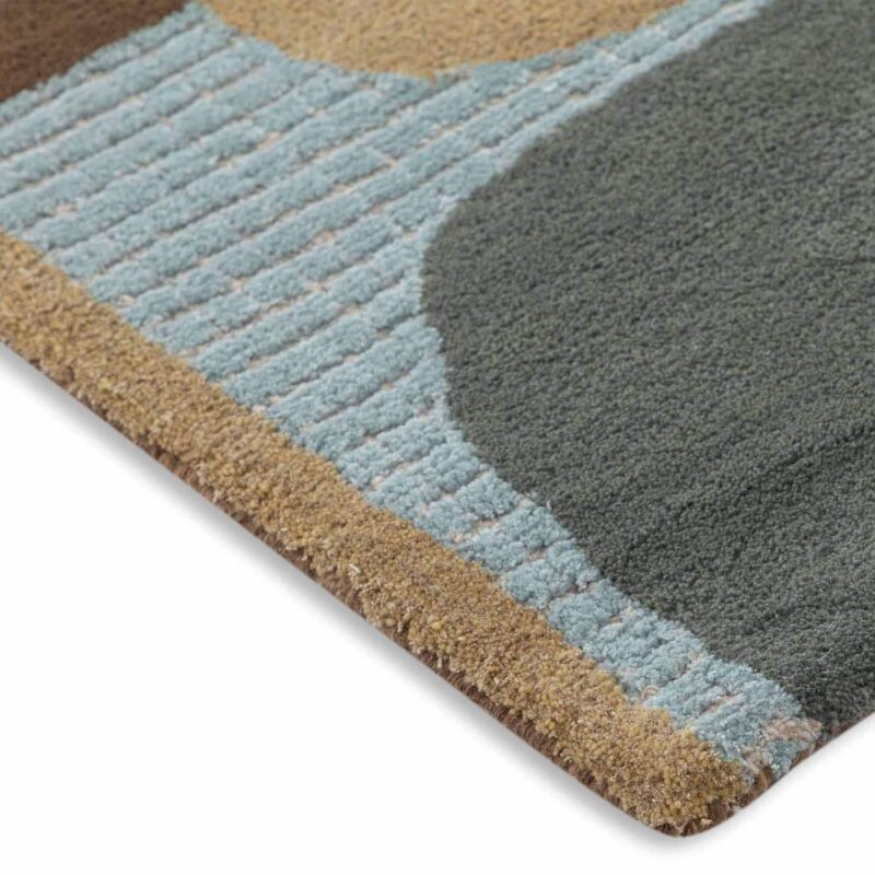 Multi Green Tones Soft Abstract Pattern Wool Rug - Image 7