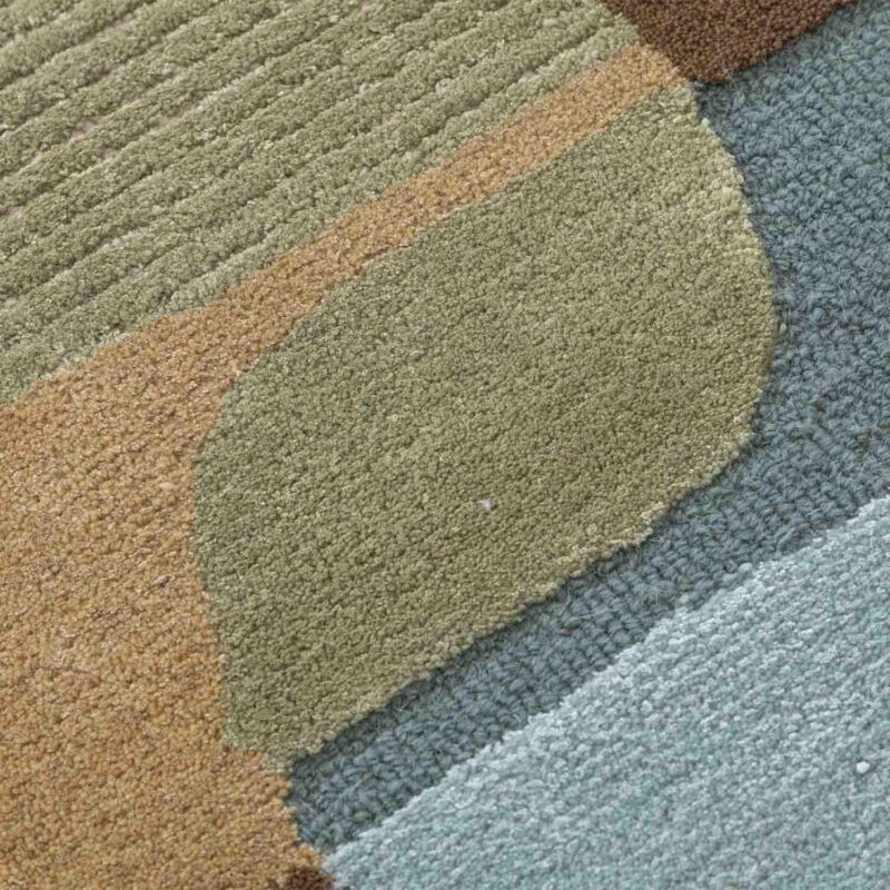 Multi Green Tones Soft Abstract Pattern Wool Rug - Image 5