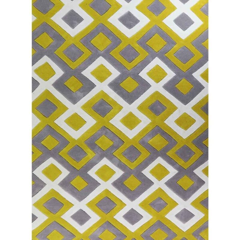 Modern Hand Tufted Geometric Pattern Wool Rug - Image 2