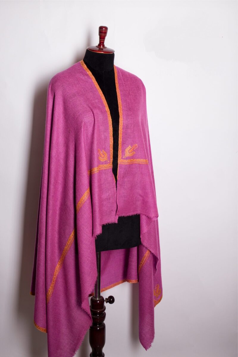 Floral Border Embroidered Handwoven Cashmere Scarf, Colorful Soft Weave Himalayan Cashmere Shawls, Pashmina Shawl/Scarfs By TheGiftsConnect - Image 14