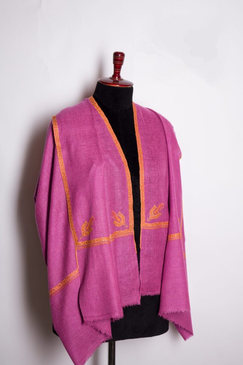 Floral Border Embroidered Handwoven Cashmere Scarf, Colorful Soft Weave Himalayan Cashmere Shawls, Pashmina Shawl/Scarfs By TheGiftsConnect - Image 8