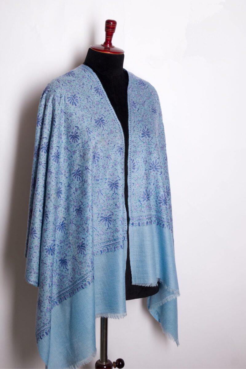 Minimalist Hand Embroidered Floral Cashmere Shawl | Pure Himalayan Cashmere Scarf | Natural Soft Pashmina Shawl by TheGiftsConnect - Image 8