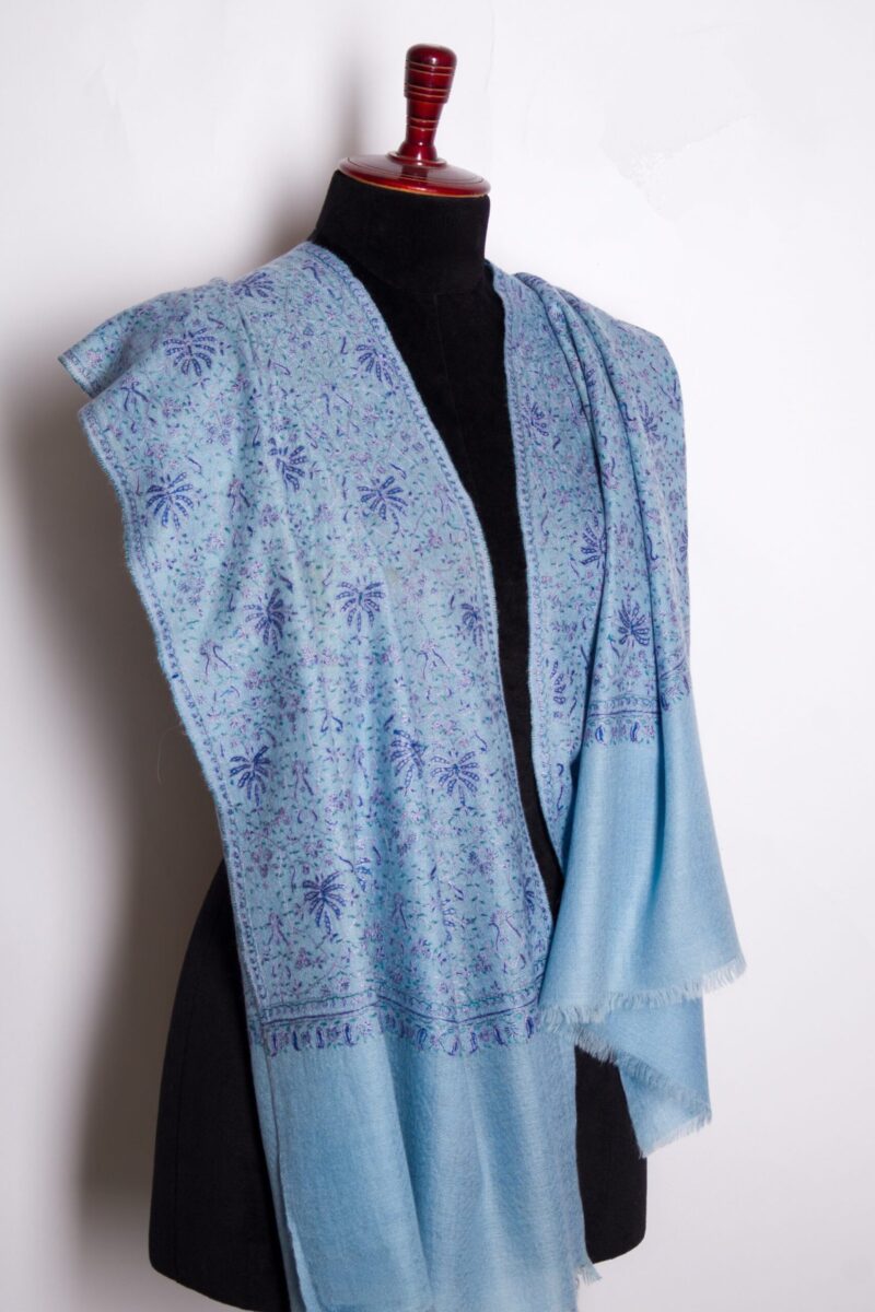 Minimalist Hand Embroidered Floral Cashmere Shawl | Pure Himalayan Cashmere Scarf | Natural Soft Pashmina Shawl by TheGiftsConnect - Image 9