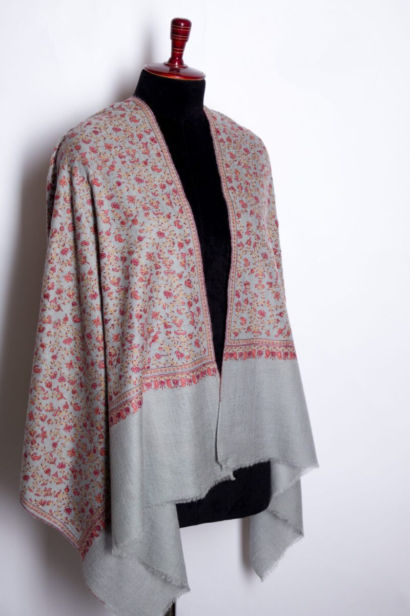 Minimalist Hand Embroidered Floral Cashmere Shawl | Pure Himalayan Cashmere Scarf | Natural Soft Pashmina Shawl by TheGiftsConnect - Image 10