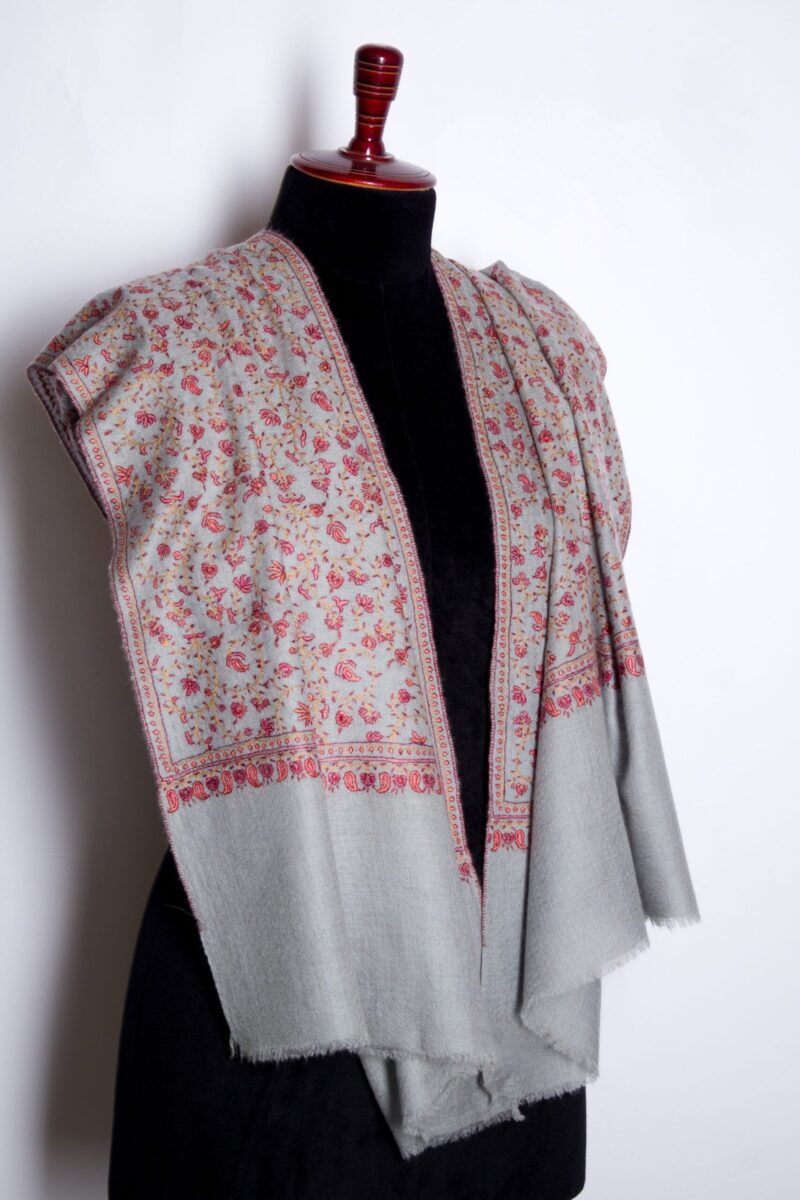 Minimalist Hand Embroidered Floral Cashmere Shawl | Pure Himalayan Cashmere Scarf | Natural Soft Pashmina Shawl by TheGiftsConnect - Image 11