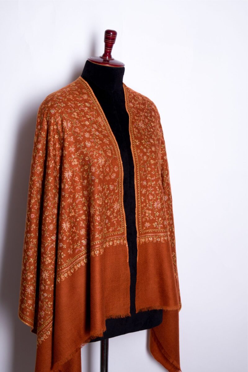 Minimalist Hand Embroidered Floral Cashmere Shawl | Pure Himalayan Cashmere Scarf | Natural Soft Pashmina Shawl by TheGiftsConnect - Image 14