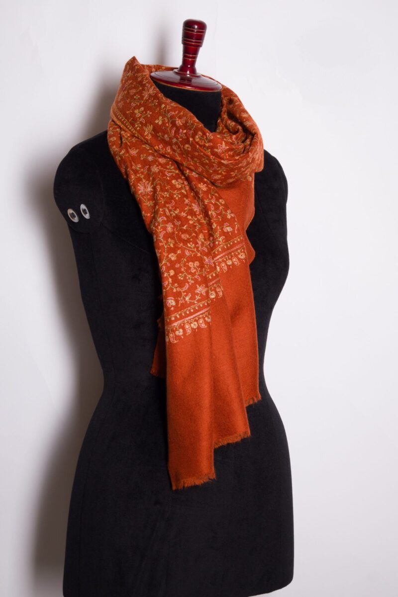 Minimalist Hand Embroidered Floral Cashmere Shawl | Pure Himalayan Cashmere Scarf | Natural Soft Pashmina Shawl by TheGiftsConnect - Image 15