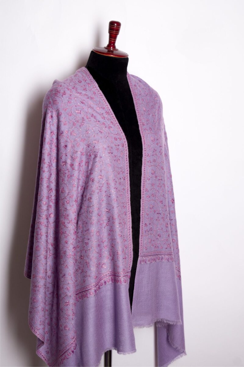 Minimalist Hand Embroidered Floral Cashmere Shawl | Pure Himalayan Cashmere Scarf | Natural Soft Pashmina Shawl by TheGiftsConnect - Image 16