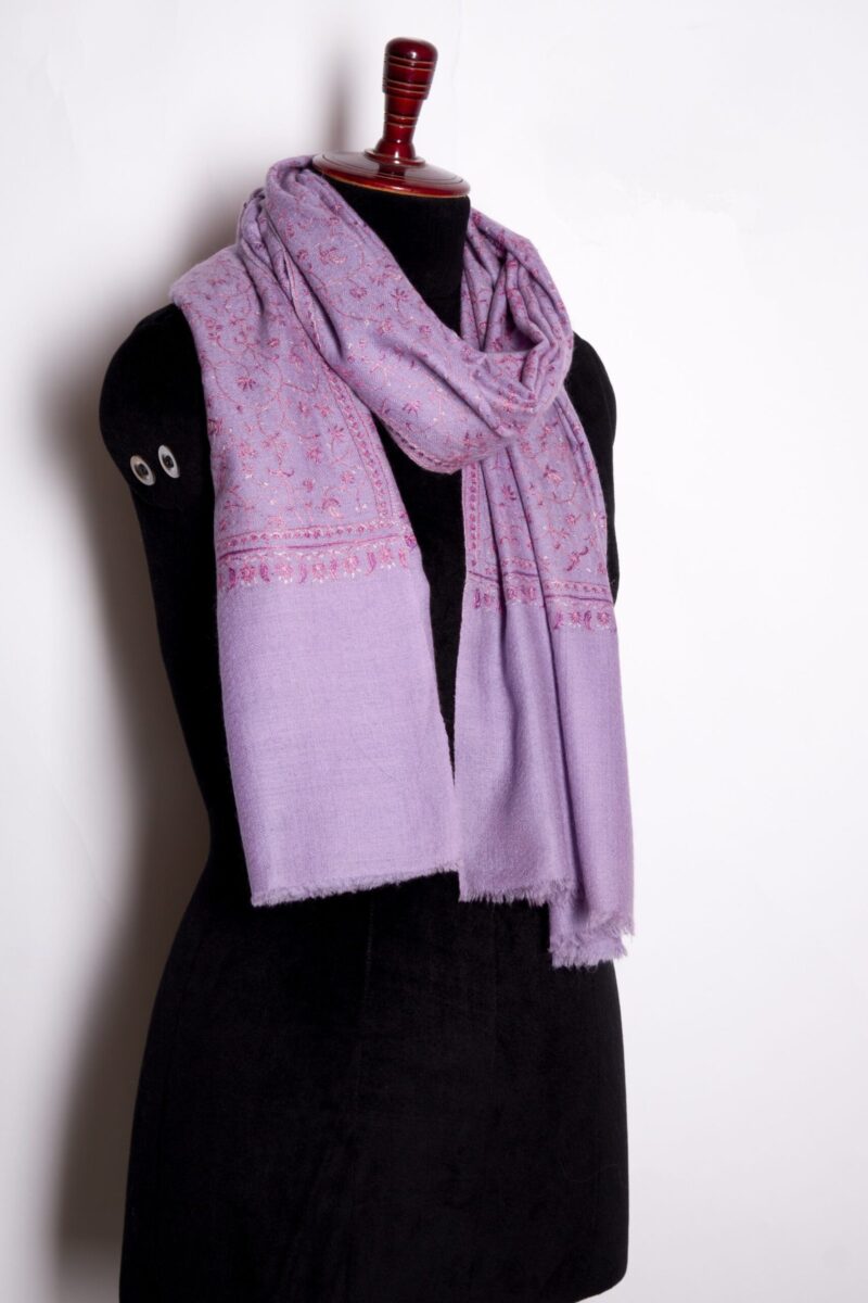 Minimalist Hand Embroidered Floral Cashmere Shawl | Pure Himalayan Cashmere Scarf | Natural Soft Pashmina Shawl by TheGiftsConnect - Image 17