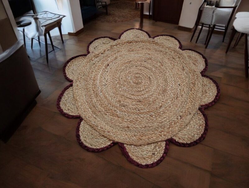 Natural Scallop Round Handmade Jute Rug - Image 14