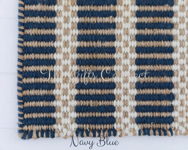 Bohemian Natural Wool Jute Area Rug Handwoven Reversible Rug - Image 3