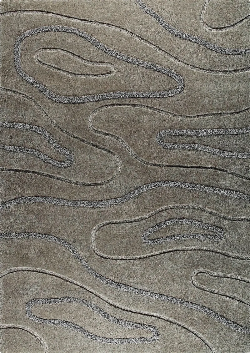 Hand Tufted Abstract Pattern Minimalist Wool Rug, High & Low Pile Wool Area Rug, Living Room Decor Carpet - Image 7