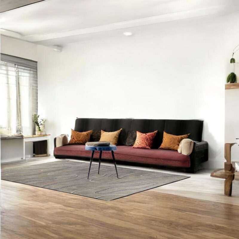 Hand Tufted Abstract Pattern Minimalist Wool Rug, High & Low Pile Wool Area Rug, Living Room Decor Carpet  - Image 3
