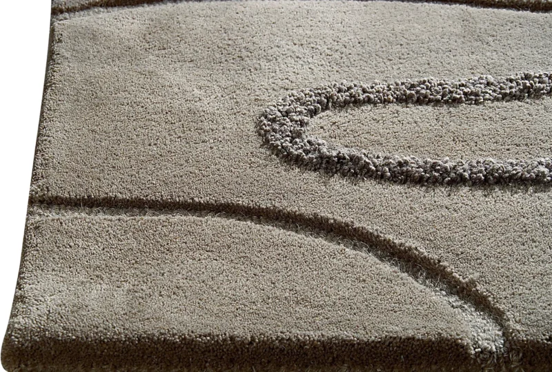 Hand Tufted Abstract Pattern Minimalist Wool Rug, High & Low Pile Wool Area Rug, Living Room Decor Carpet - Image 3
