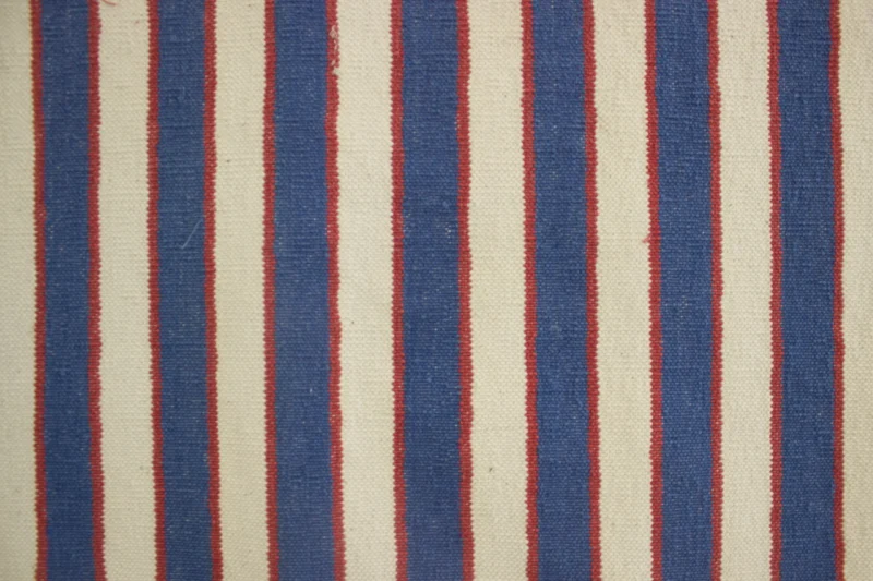 Blue Striped Handwoven Cotton Area Rug - Image 3
