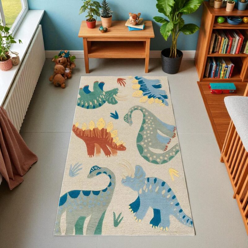 Hand Tufted Dinosaur World Soft Wool Rug - Image 3