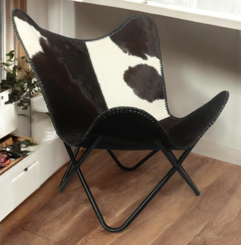 Classic Hairon Leather Butterfly Chair | Aesthetic Home Decor - Image 4