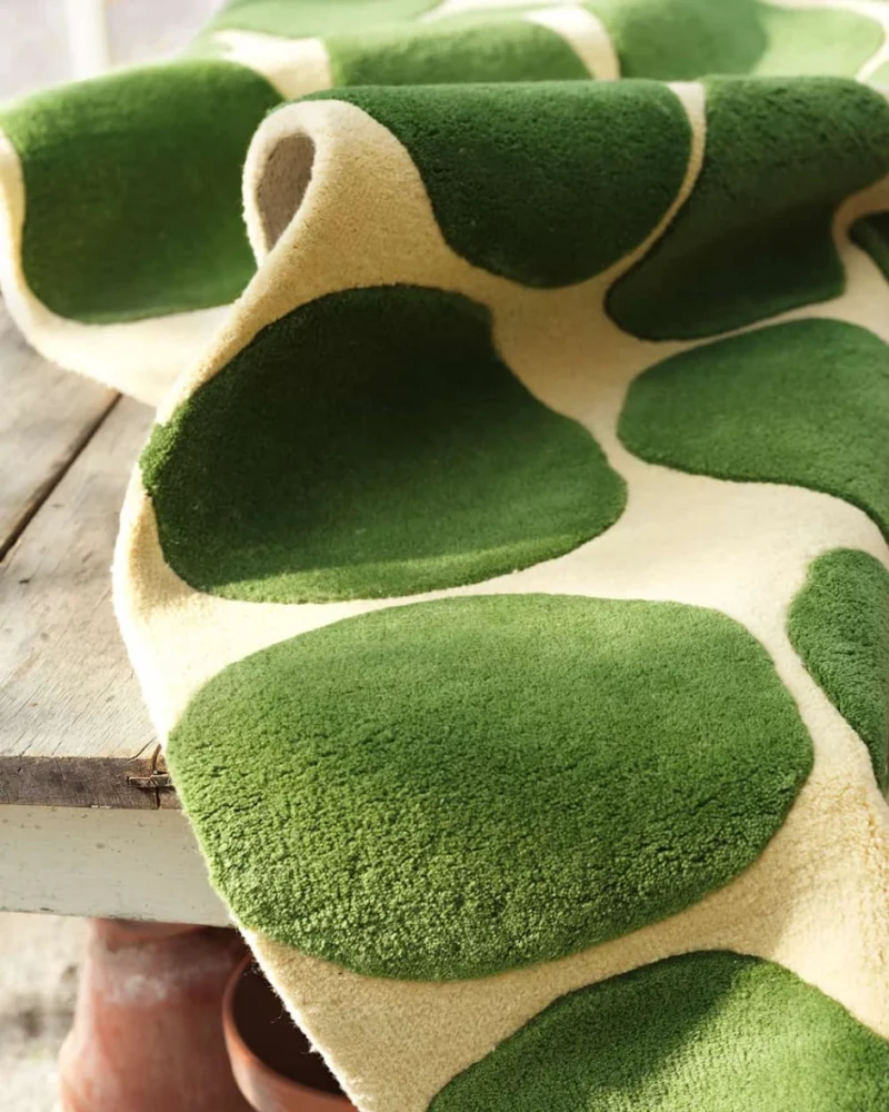 Hand Tufted Cactus Green Polka Dots Cut Piled Rug, Modern Wool Rug For Living Room Decor, Custom Rugs, Wool Area Rug - Image 8