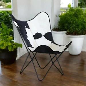 Handmade Cowhide Leather Butterfly Chair  Stylish & Durable Comfort Recliner