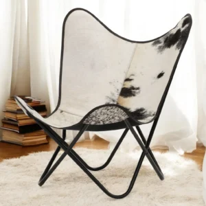 Hairon Leather Butterfly Chair  Handmade Luxury Recliner for Your Living Space
