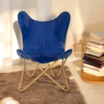 Handmade Blue Leather Butterfly Chair