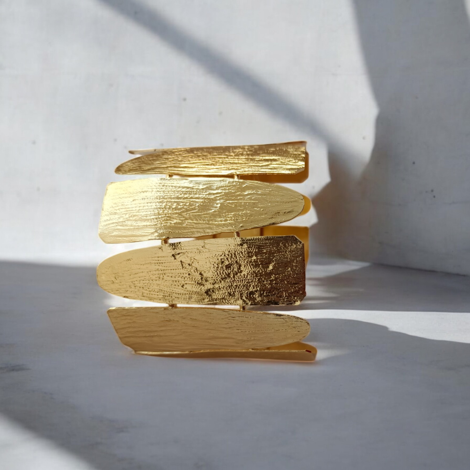 Minimal Monument Handcuffs – Handmade Gold Brass Bracelet