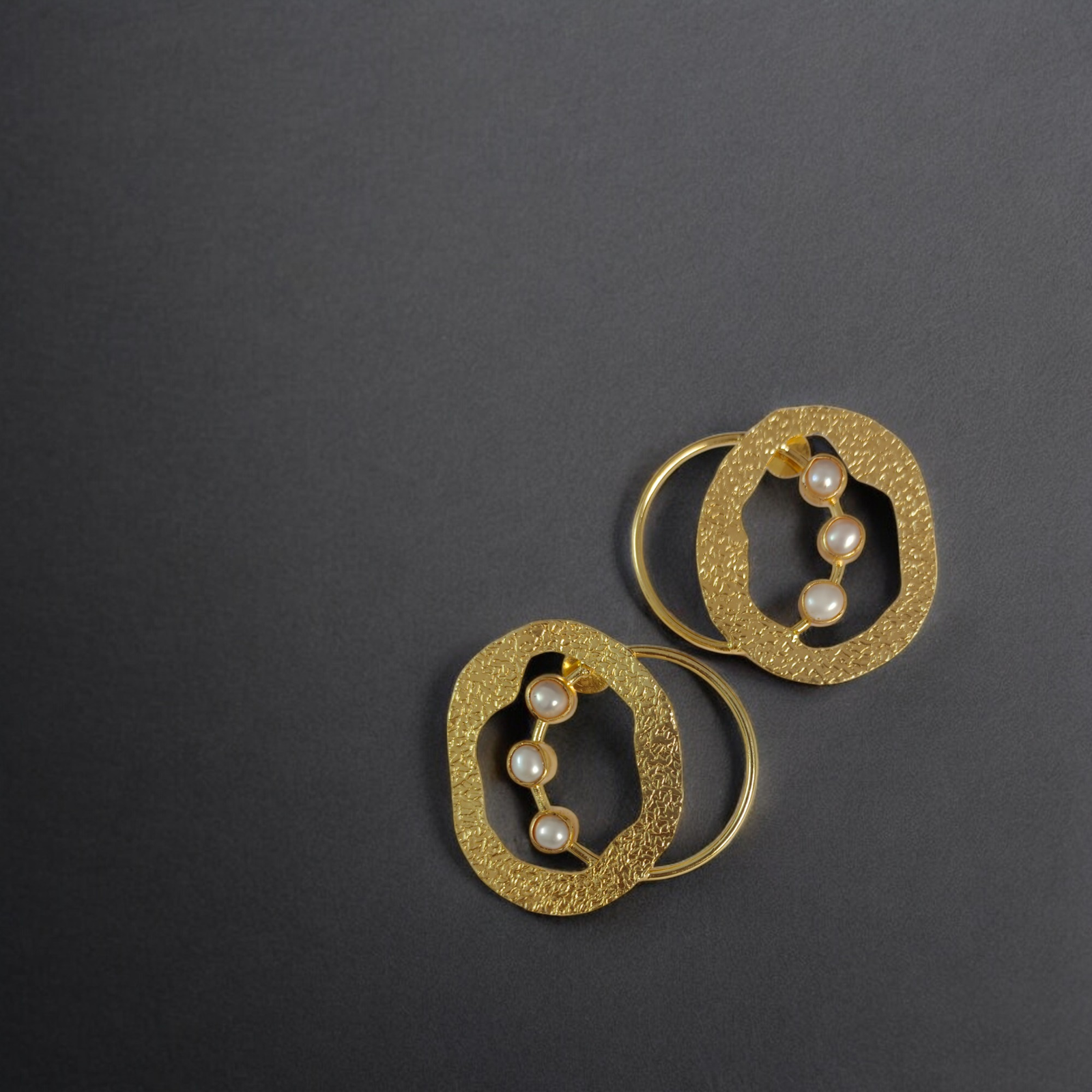 Vintage-Inspired Filigree Brass Earrings with Pearls