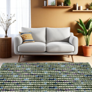 Polka Dot Colorful Modern Designer Rug, Wool & Viscose Hand-Tufted Area Carpet for Living Room