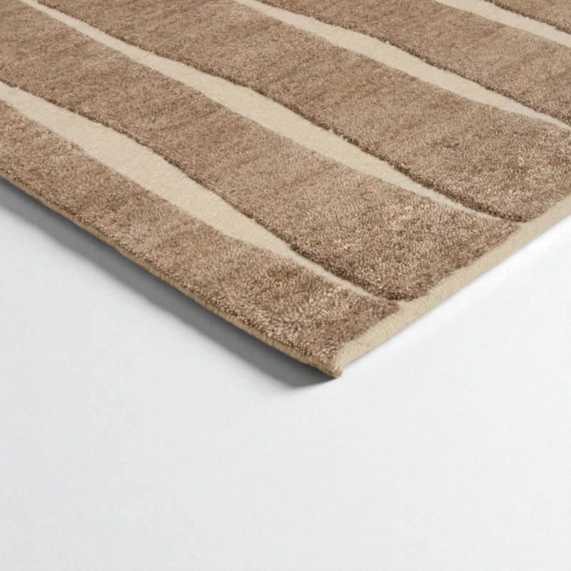 8x10 Hand Knotted Abstract Vertical Striped Modern Wool Rug, Contemporary Living Room Décor, Soft Beige and Brown Area Rug - Image 7