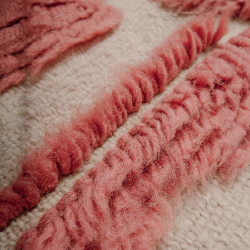 Hand Knotted Geometric Maze Motifs Wool Rug, Pink Textured Wool Rug, Berber Area Rug, Living Room Rug, Boho & Contemporary Décor, 8x10 Rug - Image 3