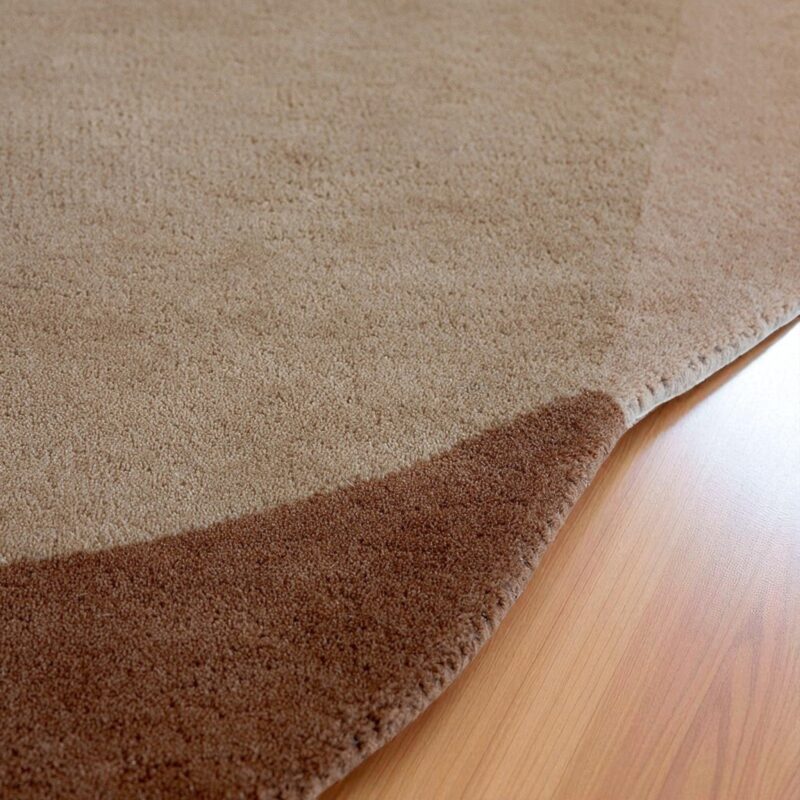 Modern Irregular Shape Green & Beige Wool Rug, Abstract Hand Tufted Area Carpet - Image 3