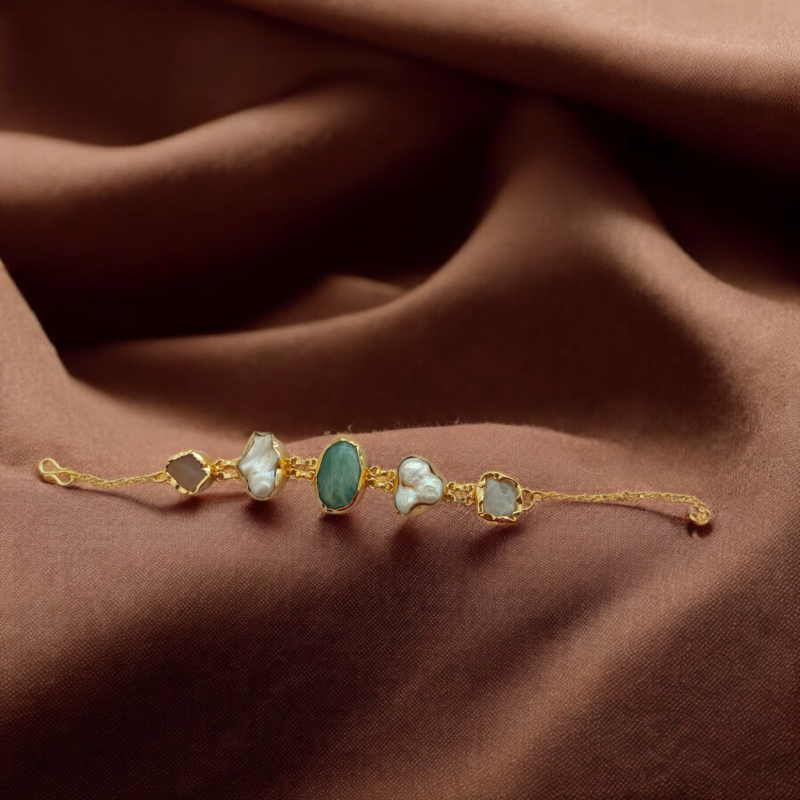 Ocean Muse Gemstone & Pearl Link Bracelet