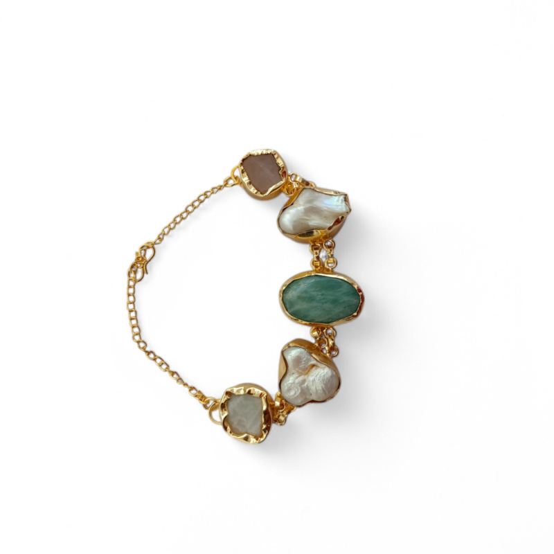 Ocean Muse Gemstone & Pearl Link Bracelet - Image 2