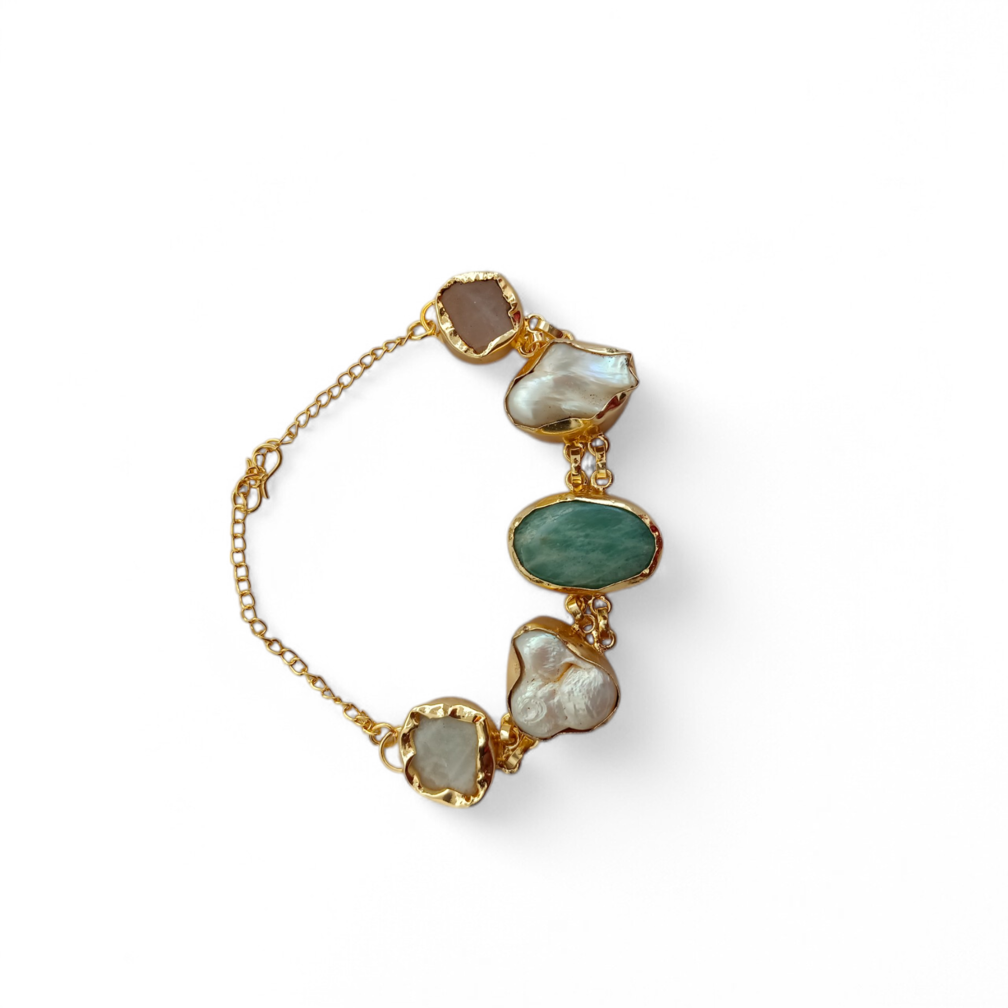Ocean Muse Gemstone & Pearl Link Bracelet - Image 2