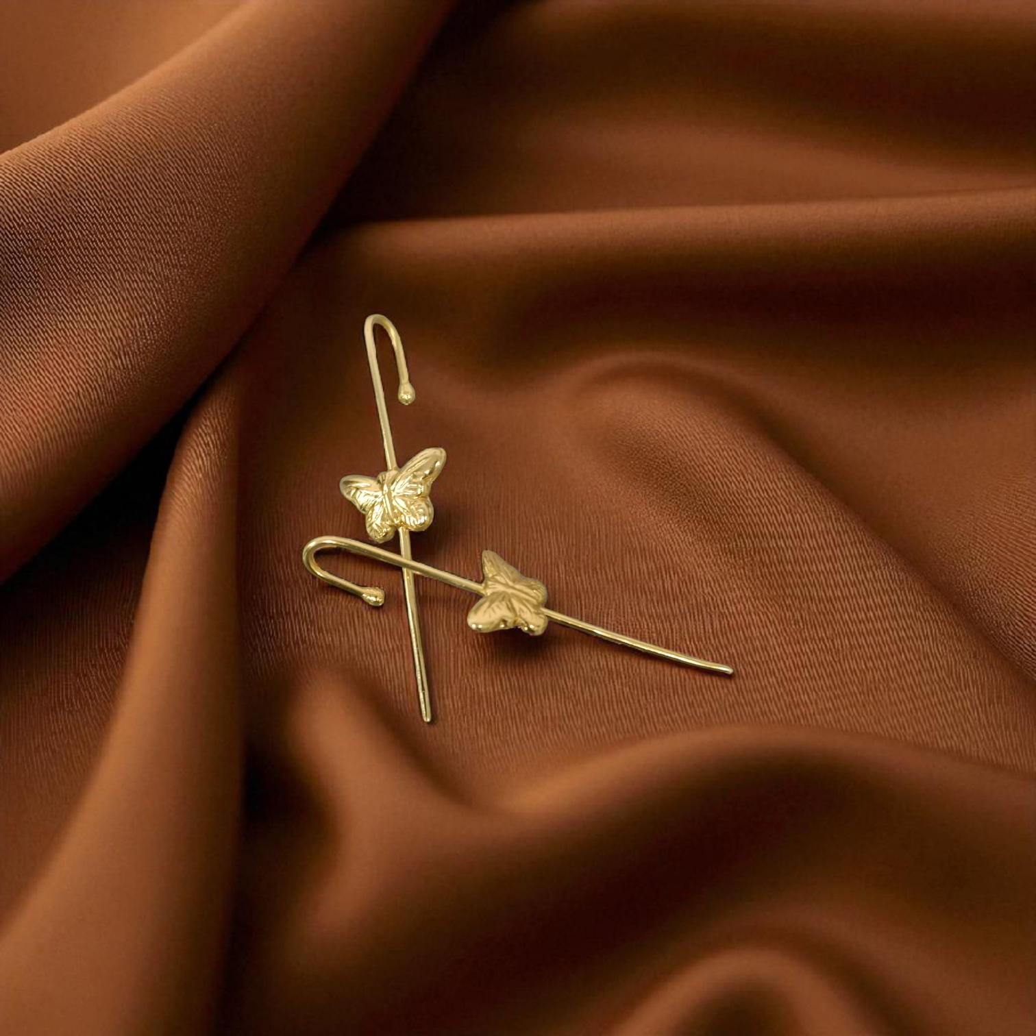 Handcrafted Brass Butterfly Threader Earrings
