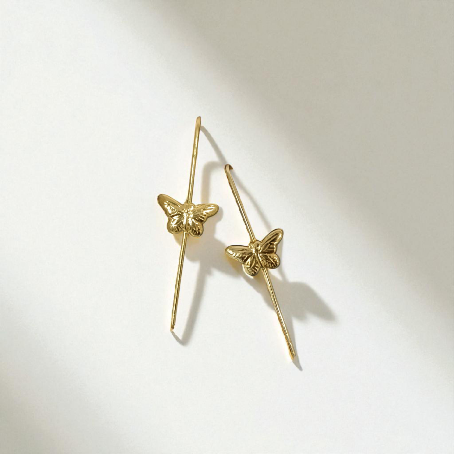 Handcrafted Brass Butterfly Threader Earrings - Image 7