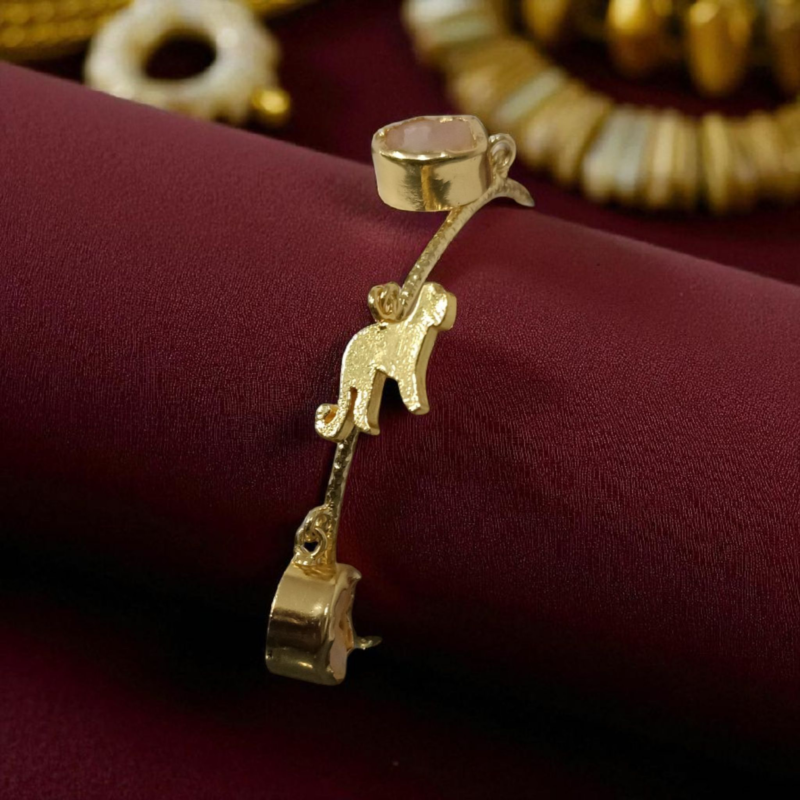 Wild Grace Rose Quartz Charm Brass Bracelet - Image 4