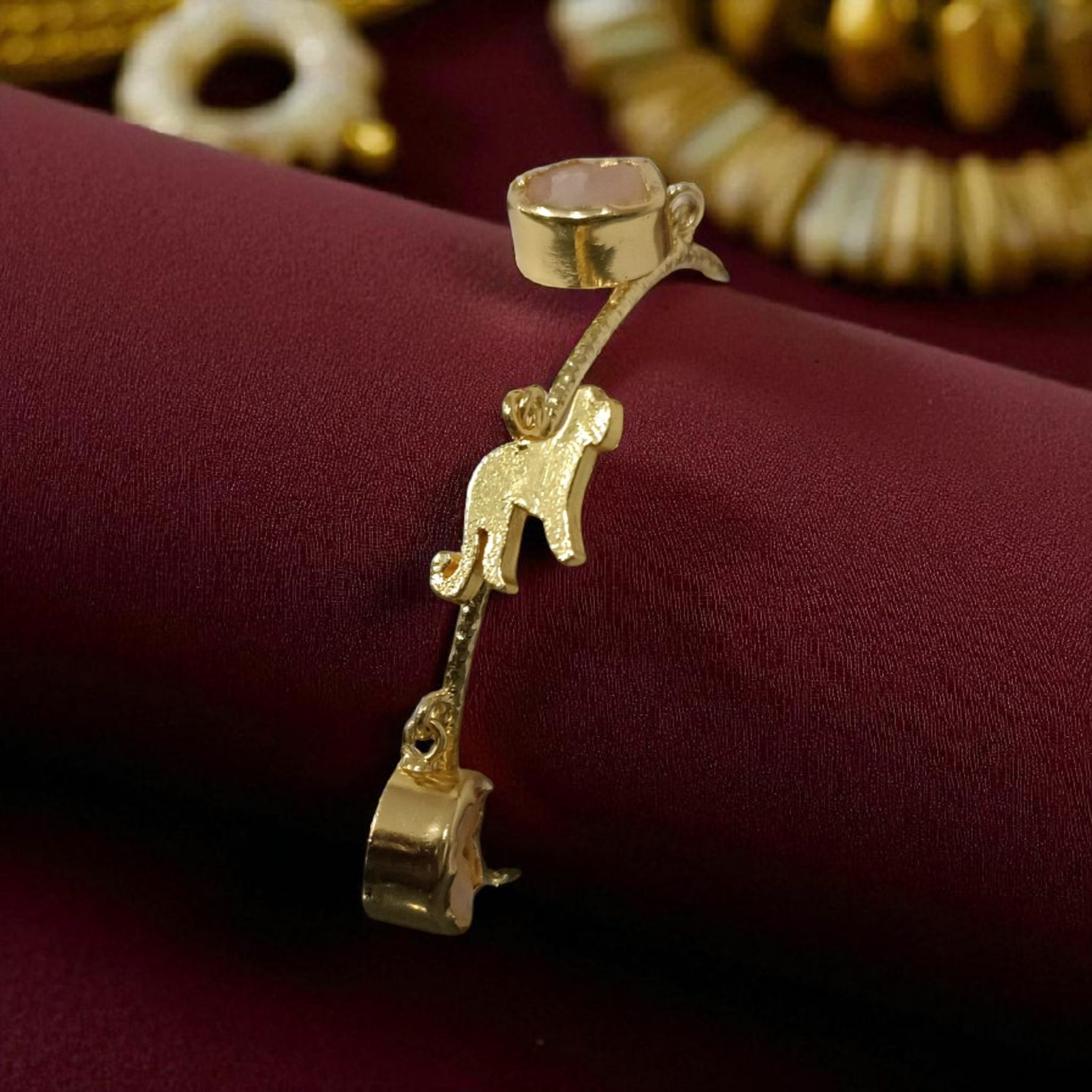 Wild Grace Rose Quartz Charm Brass Bracelet - Image 4