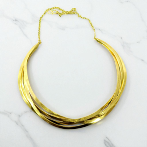 Lunar Arc Necklace – Handcrafted Multi-Strand Gold-Tone Choker