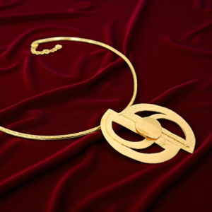 Aurora Geo Statement Brass Choker – Modern Minimalist Hammered Gold Necklace