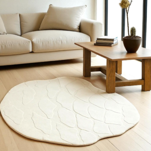 Irregular Shape Hand Tufted Sculptural Unique Organic Modern Design Wool Rug, Earthy Tone Area Rug for Living Room Décor, Bedroom Rug