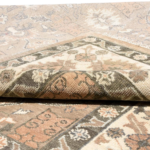 Vintage Oushak Wool Rug – Hand Knotted Earthy Medallion Persian Carpet