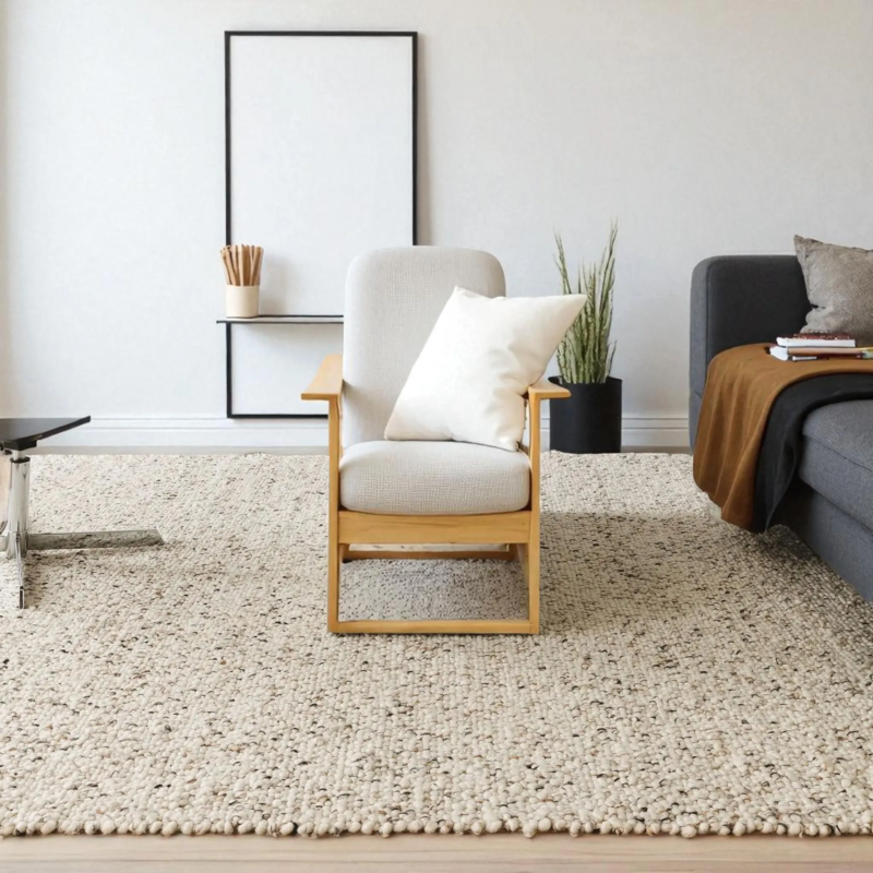 Handwoven Pebble Loop Wool Rug | Felted Wool Chunky Textured Bouclé Area Rug | Living Room & Bedroom Rug | Scandinavian Style Décor - Image 7